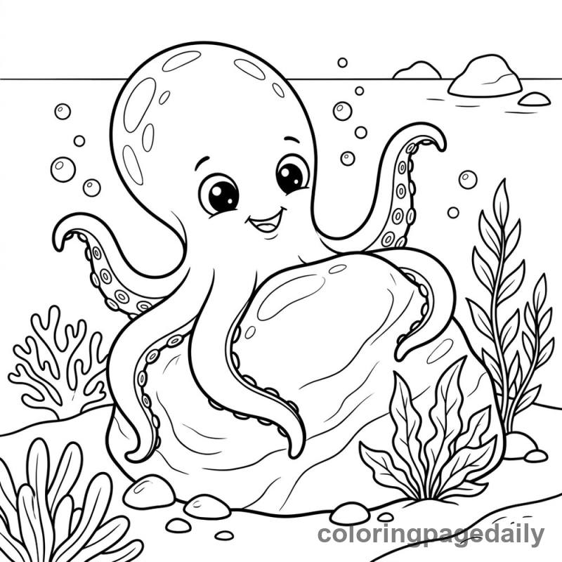 Kai the Kraken's Big Undersea Hug - story illustration coloring page