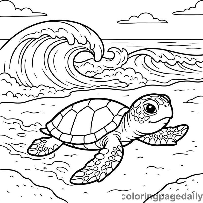 Baby Sea Turtle Hatchling - Daily printable coloring page in Ocean and Underwater Life category