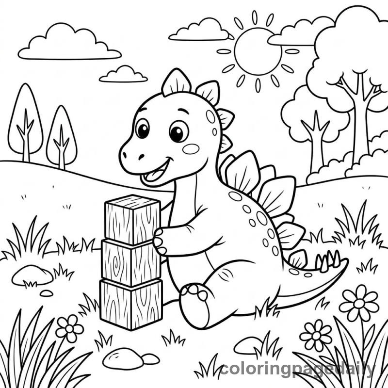Baby Stegosaurus Stacking Blocks - Daily printable coloring page in Dinosaur category