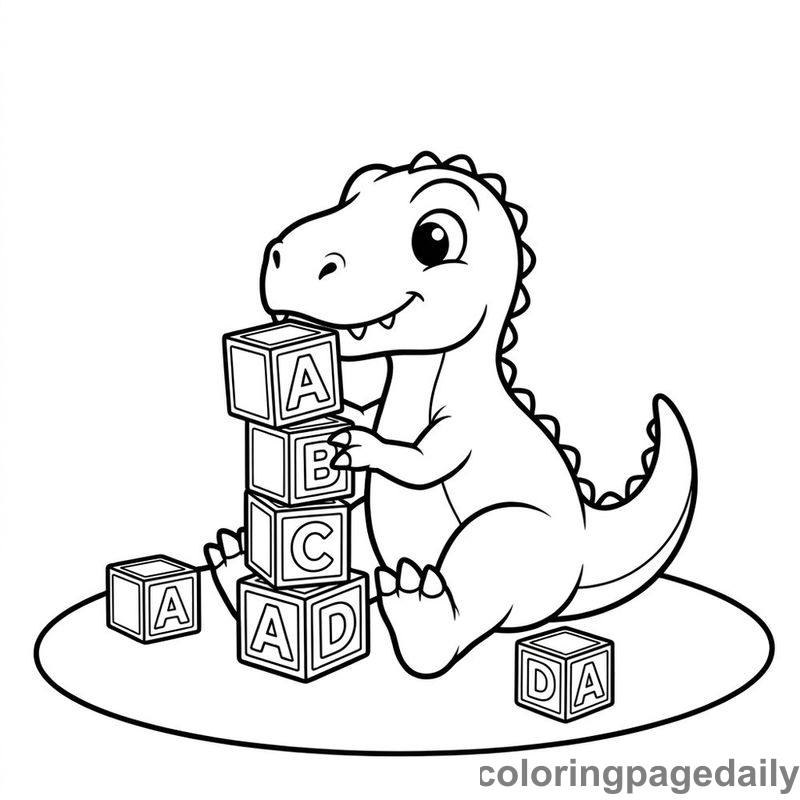 Baby T-Rex Stacking Blocks - Daily printable coloring page in Dinosaur category