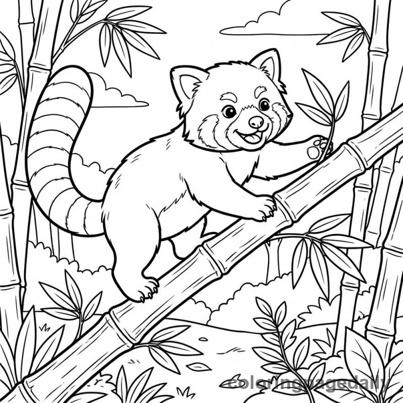 Bamboo Balancing Act - Daily printable coloring page in Animals category