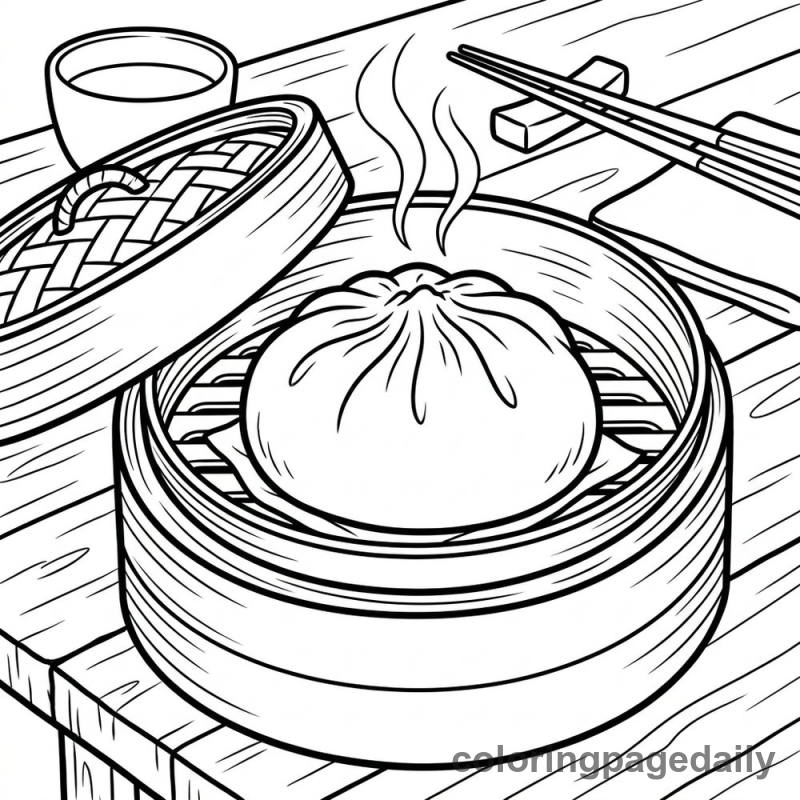 Steamy Bao Bun - Daily printable coloring page in Food category