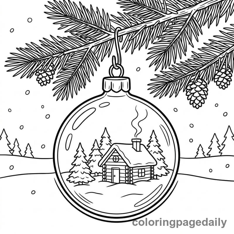 Christmas Ornament's Winter Scene - Daily printable coloring page in Christmas category