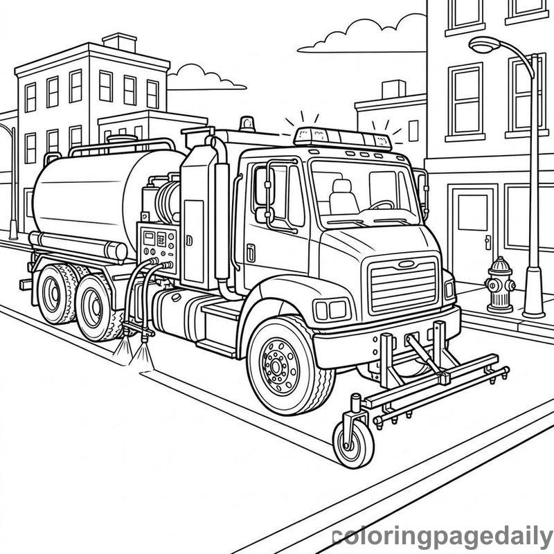 City Line Painting Truck - Daily printable coloring page in Vehicle category