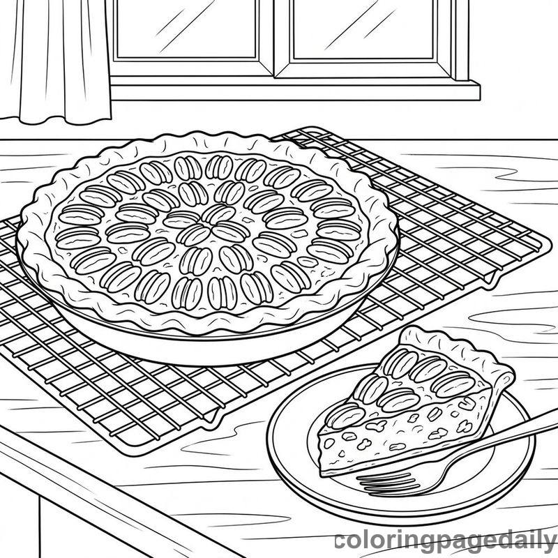 Classic American Pecan Pie - Daily printable coloring page in Food category