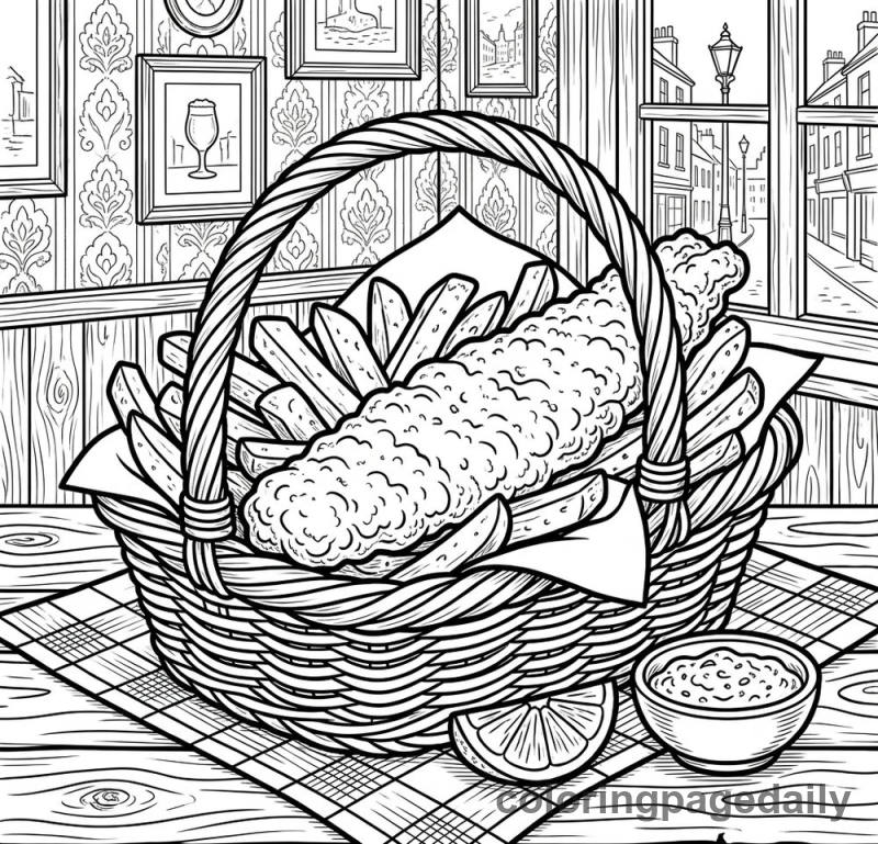 Classic Fish and Chips - Daily printable coloring page in Food category