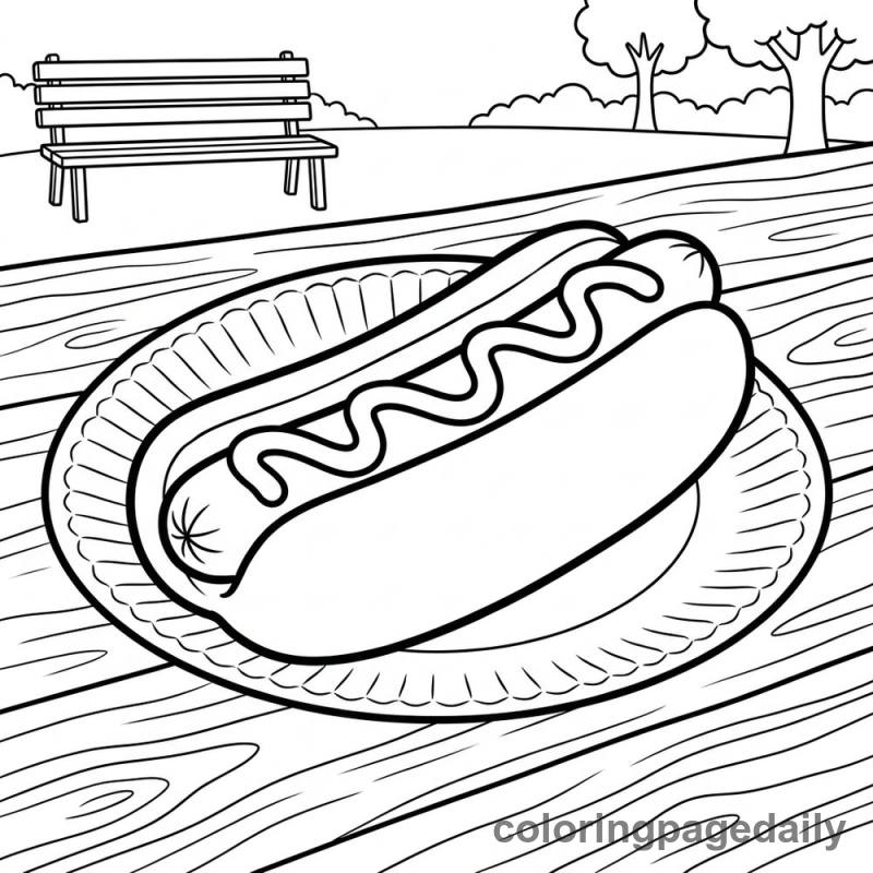 Classic Hot Dog - Daily printable coloring page in Food category