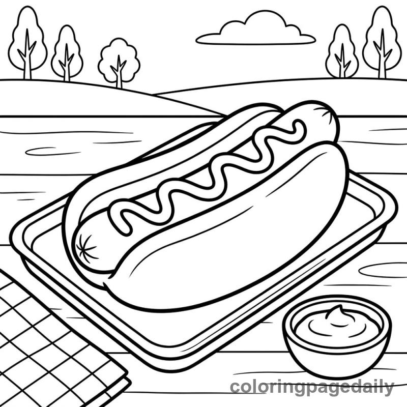 Classic Hot Dog - Daily printable coloring page in Food category