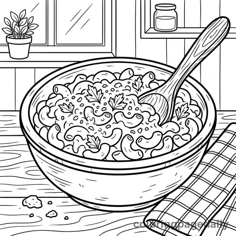 Classic Macaroni And Cheese - Daily printable coloring page in Food category