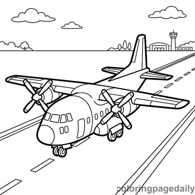 Classic Twin Engine Cargo Airplane - Daily printable coloring page in Vehicle category