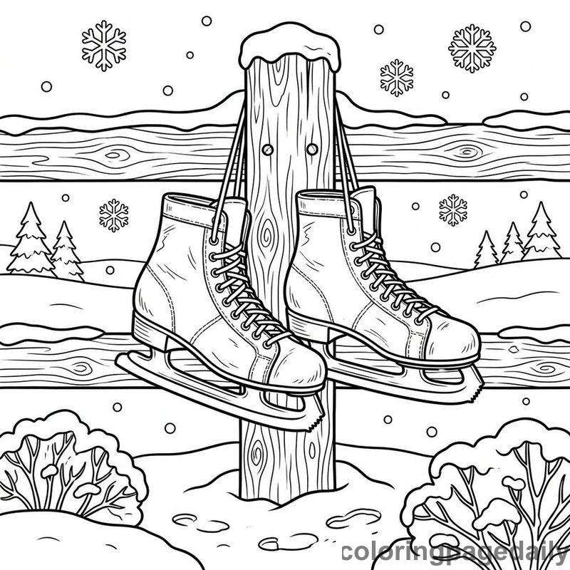 Classic Winter Ice Skates - Daily printable coloring page in Winter and Snow Season category