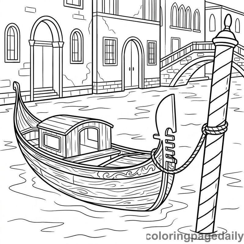 Classic Wooden Gondola Boat - Daily printable coloring page in Vehicle category