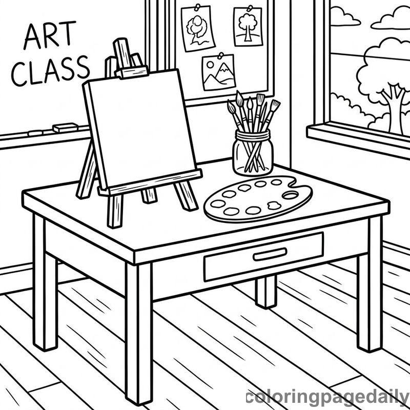 The Magic Art Station’s First Day of School - story illustration coloring page