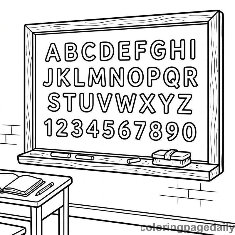Classroom Blackboard Learning - Daily printable coloring page in Back to School category