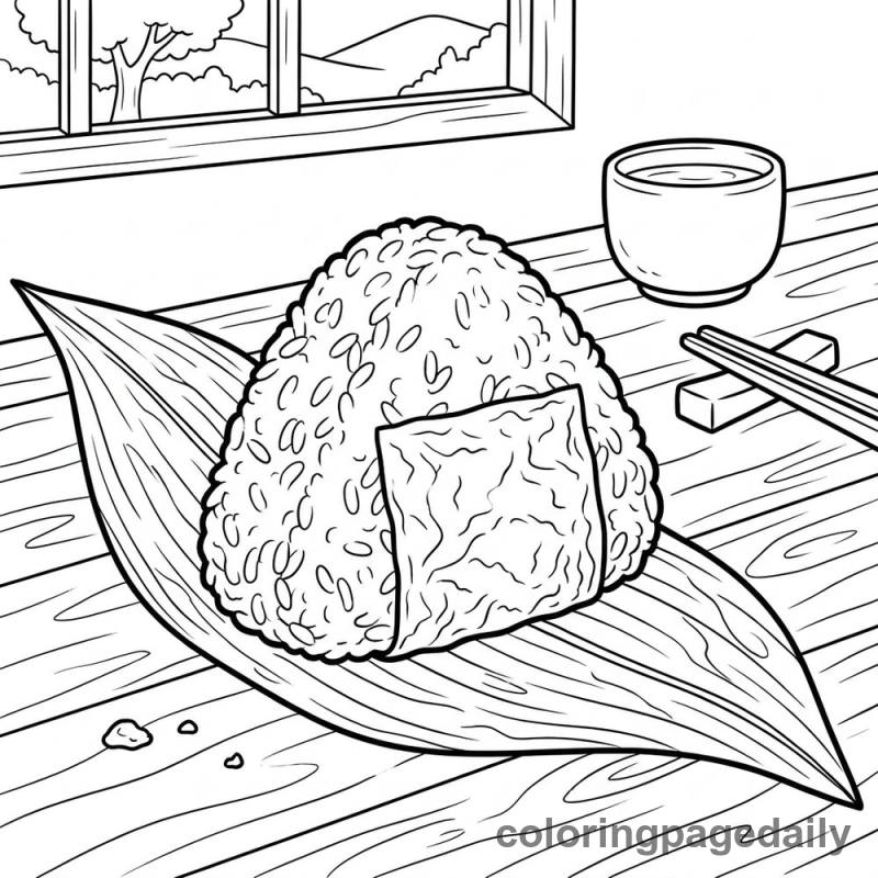 Cozy Onigiri Snack - Daily printable coloring page in Food category