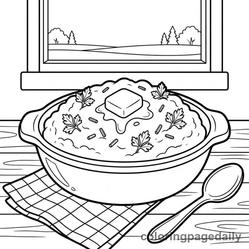Creamy Mashed Potatoes - Daily printable coloring page in Thanksgiving category