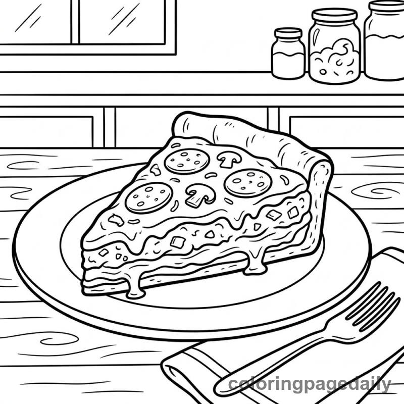 A Perfect Pizza Slice - Daily printable coloring page in Food category