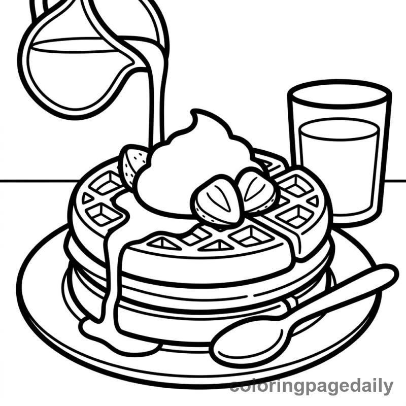 Delicious Belgian Waffles - Daily printable coloring page in Food category