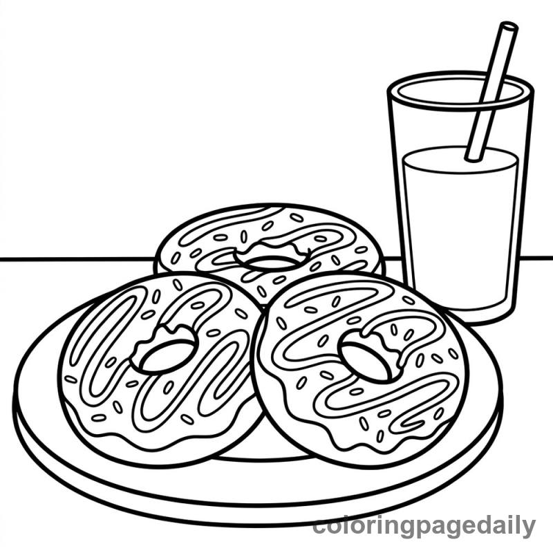 Delicious Glazed Donuts - Daily printable coloring page in Food category