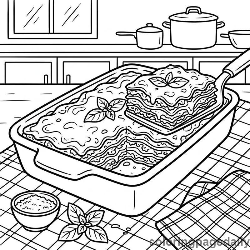 Delicious Layered Italian Lasagna - Daily printable coloring page in Food category
