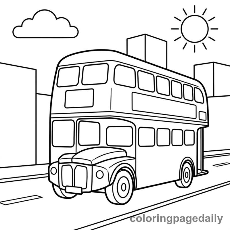 Double-Decker Bus Driving - Daily printable coloring page in Vehicle category