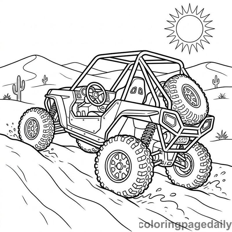 Dune Buggy Desert Adventure - Daily printable coloring page in Vehicle category