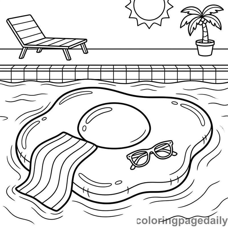 Egg Pool Float Relaxation - Daily printable coloring page in Summer Vacation category