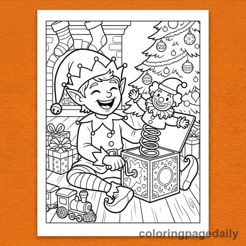 Elf Testing Toys - Daily printable coloring page in Christmas category