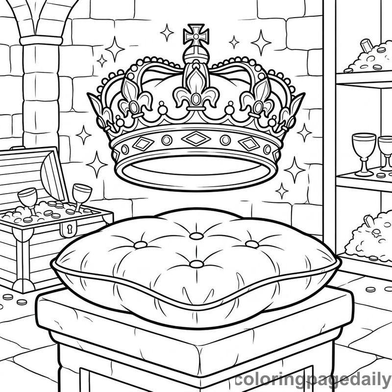 Enchanted Floating Royal Crown - Daily printable coloring page in Fairy Tales category