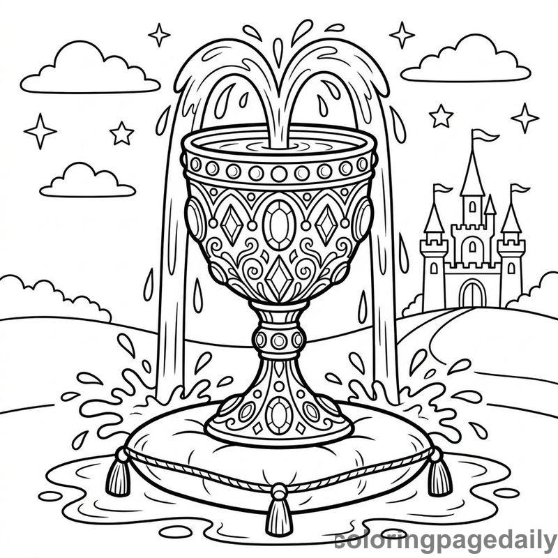 Enchanted Royal Water Goblet - Daily printable coloring page in Fairy Tales category