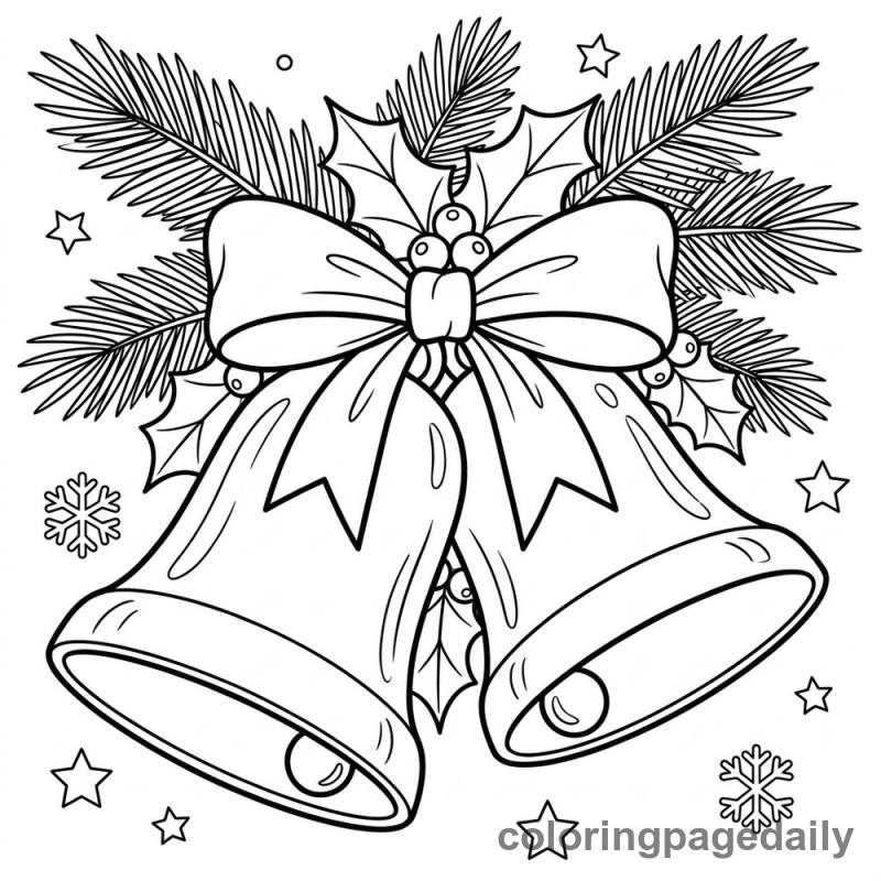 Festive Christmas Bells - Daily printable coloring page in Christmas category