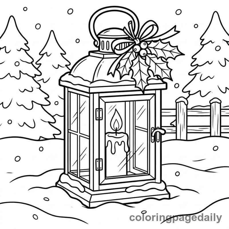 Festive Christmas Lantern - Daily printable coloring page in Christmas category