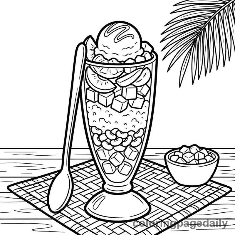 Filipino Halo-Halo Dessert - Daily printable coloring page in Food category