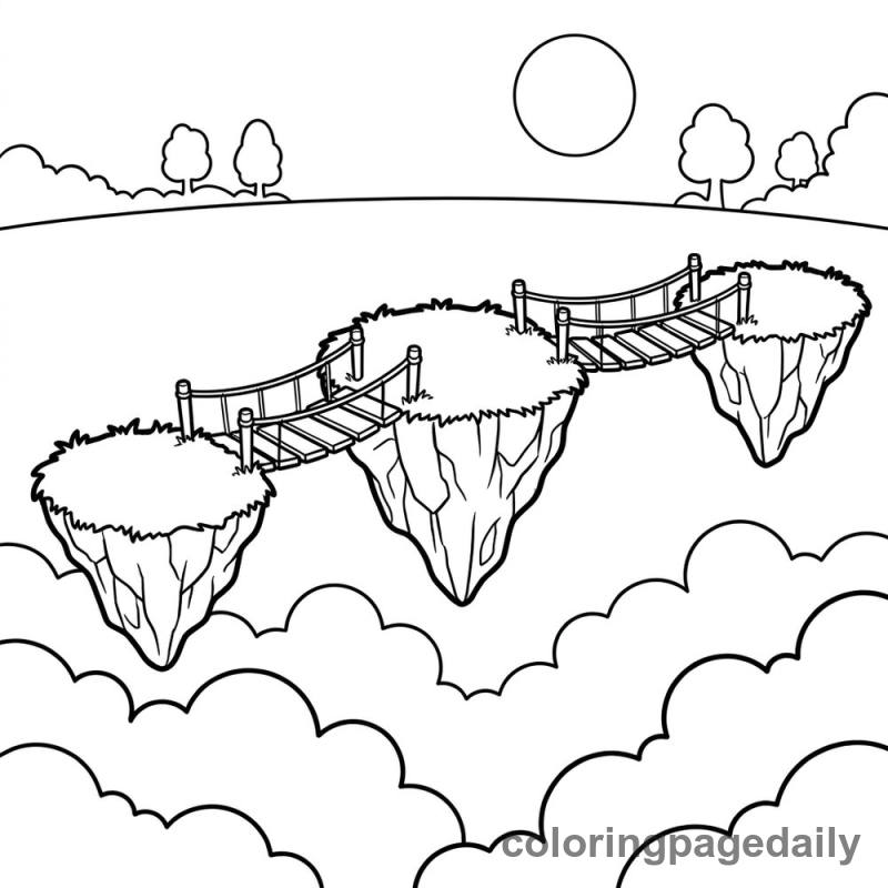 Sky Island Bridge - Daily printable coloring page in Scenery category