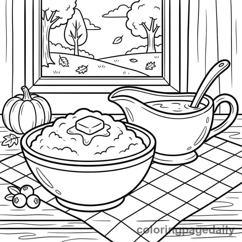 Fluffy Mashed Potatoes - Daily printable coloring page in Thanksgiving category
