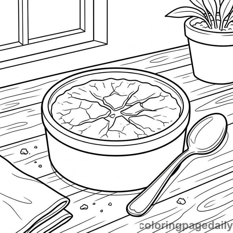 French Creme Brulee Dessert - Daily printable coloring page in Food category