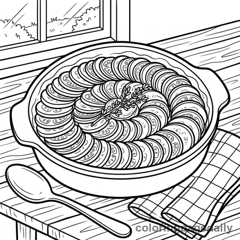 French Ratatouille Dish - Daily printable coloring page in Food category