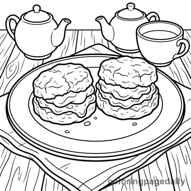 Fresh British Scones - Daily printable coloring page in Food category