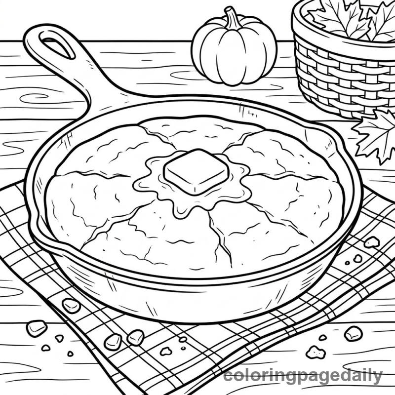 Fresh Skillet Cornbread - Daily printable coloring page in Thanksgiving category