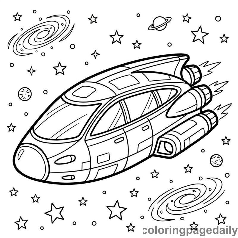 Futuristic Passenger Space Ferry - Daily printable coloring page in Space category