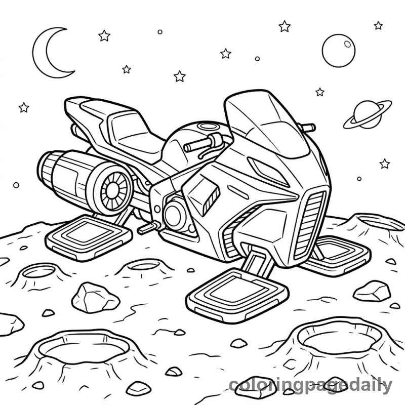 Futuristic Space Hover Bike - Daily printable coloring page in Space category