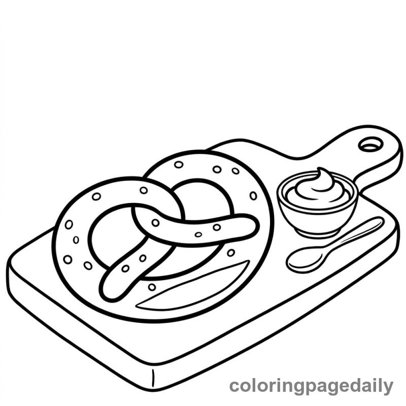 German Soft Pretzel - Daily printable coloring page in Food category