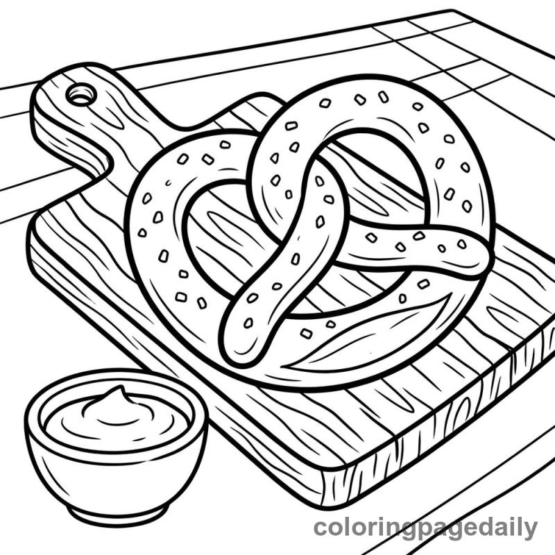 Giant Soft Pretzel - Daily printable coloring page in Food category