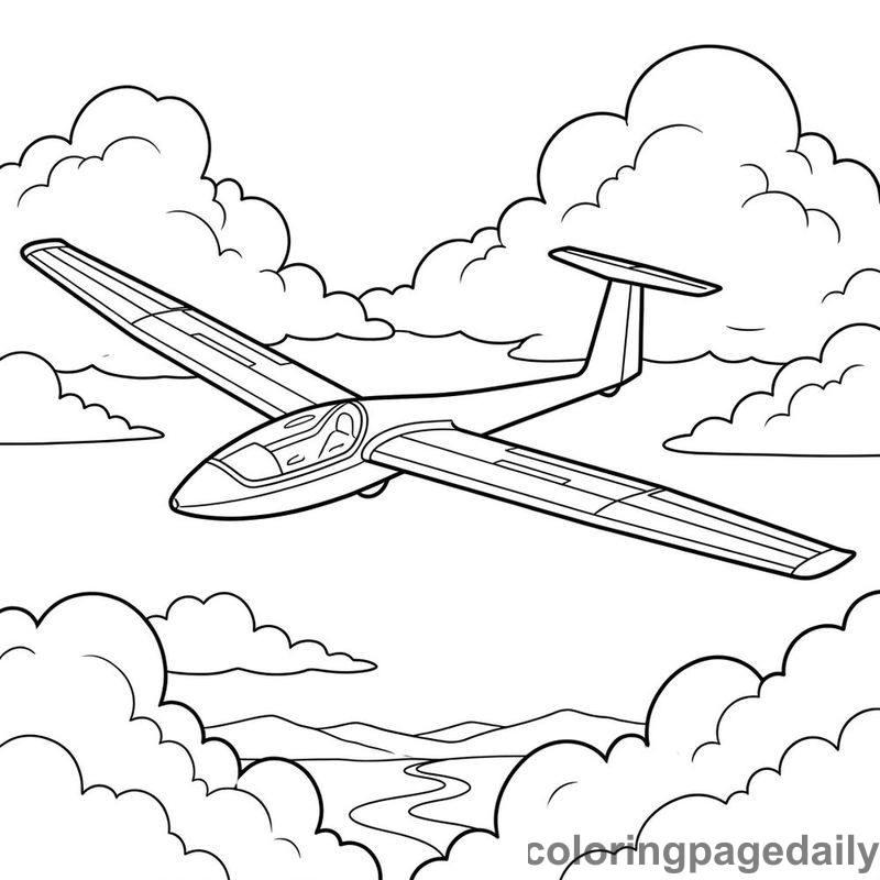 Glider Plane Soaring - Daily printable coloring page in Vehicle category