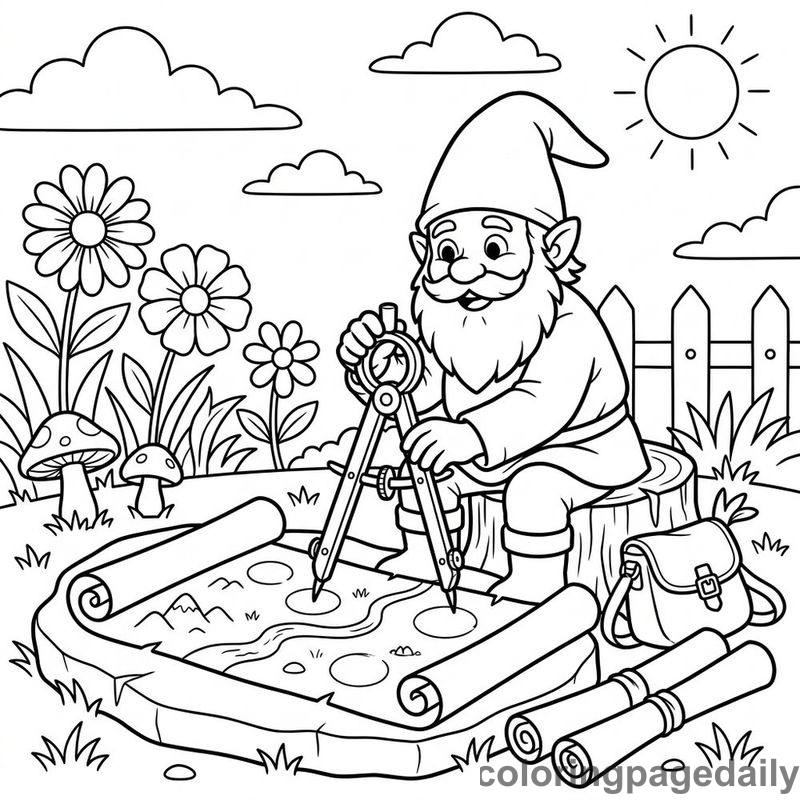 Barnaby's Secret Garden Map Adventure - story illustration coloring page