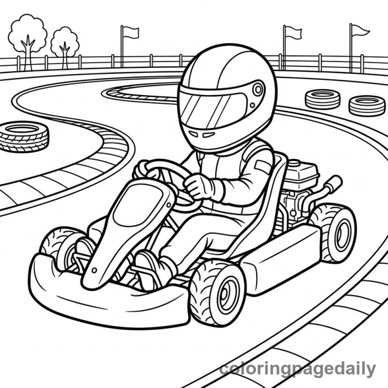 Go Kart Track Racing - Daily printable coloring page in Sports category