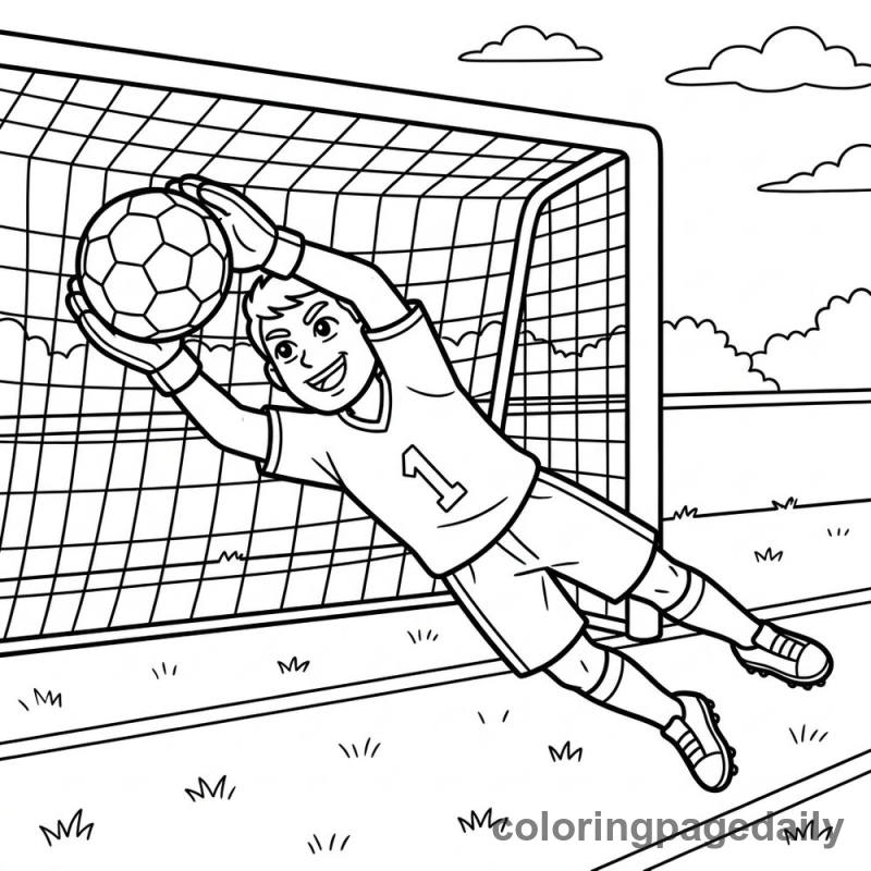 Goalkeeper Making Save - Daily printable coloring page in Sports category