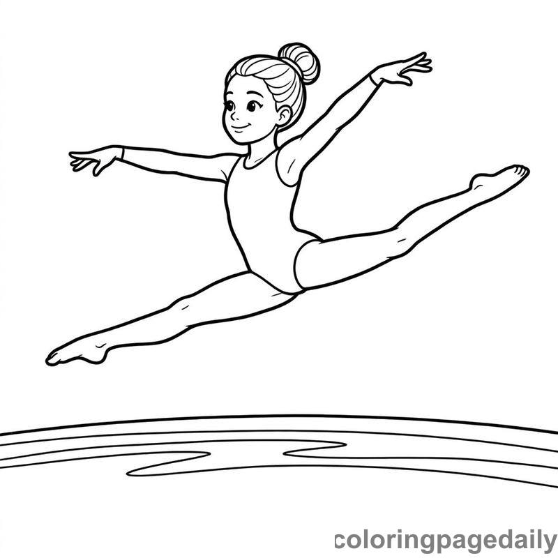 Gymnast Split Leap - Daily printable coloring page in Sports category