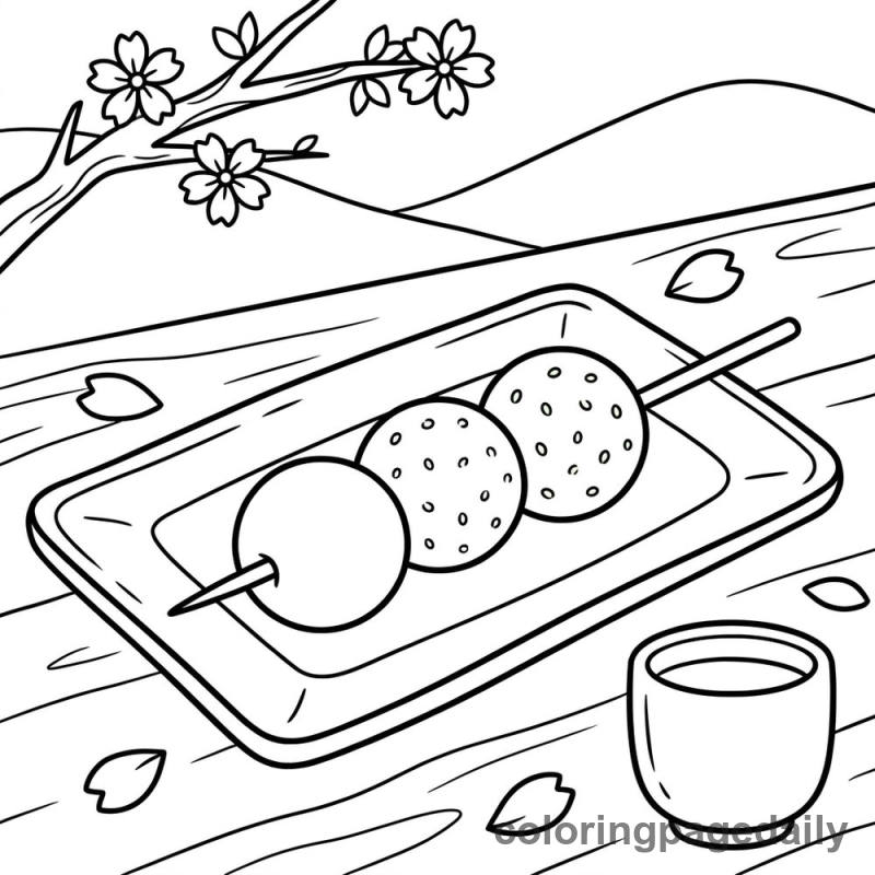 Sweet Dango Stick - Daily printable coloring page in Food category