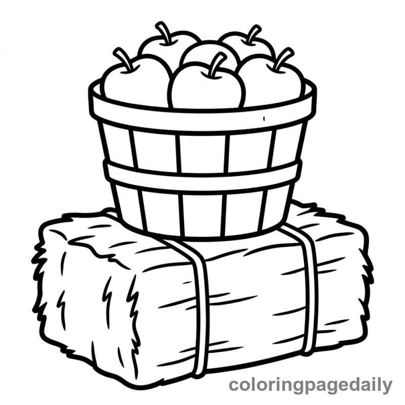 Harvest Basket of Apples - Daily printable coloring page in Thanksgiving category